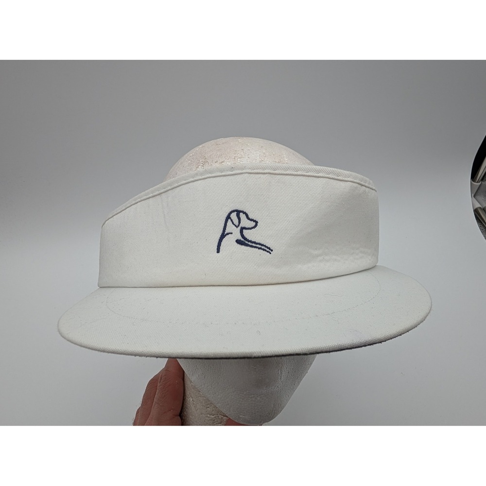 Rhoback White Adjustable Golf Visor Embroidered Dog Logo Cotton Twill Hat